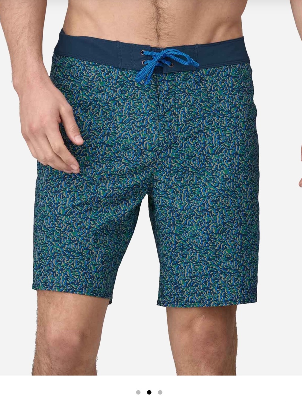 Patagonia Men's Teal & Navy Patterned Swim Board Shorts size 34